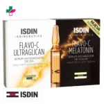 Isdin Isdinceutics Rejuvenate Flavo-C Ultraglican et Melatonin Sérum Antioxydant et Eclat Ampoules Jour et Nuit – 10x2x2ml