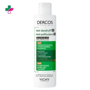 Vichy Dercos DS Shampoing 2en1 Démêlant Traitant Anti-Pelliculaire Cuir Chevelu Sensible Sélénium – 200ml